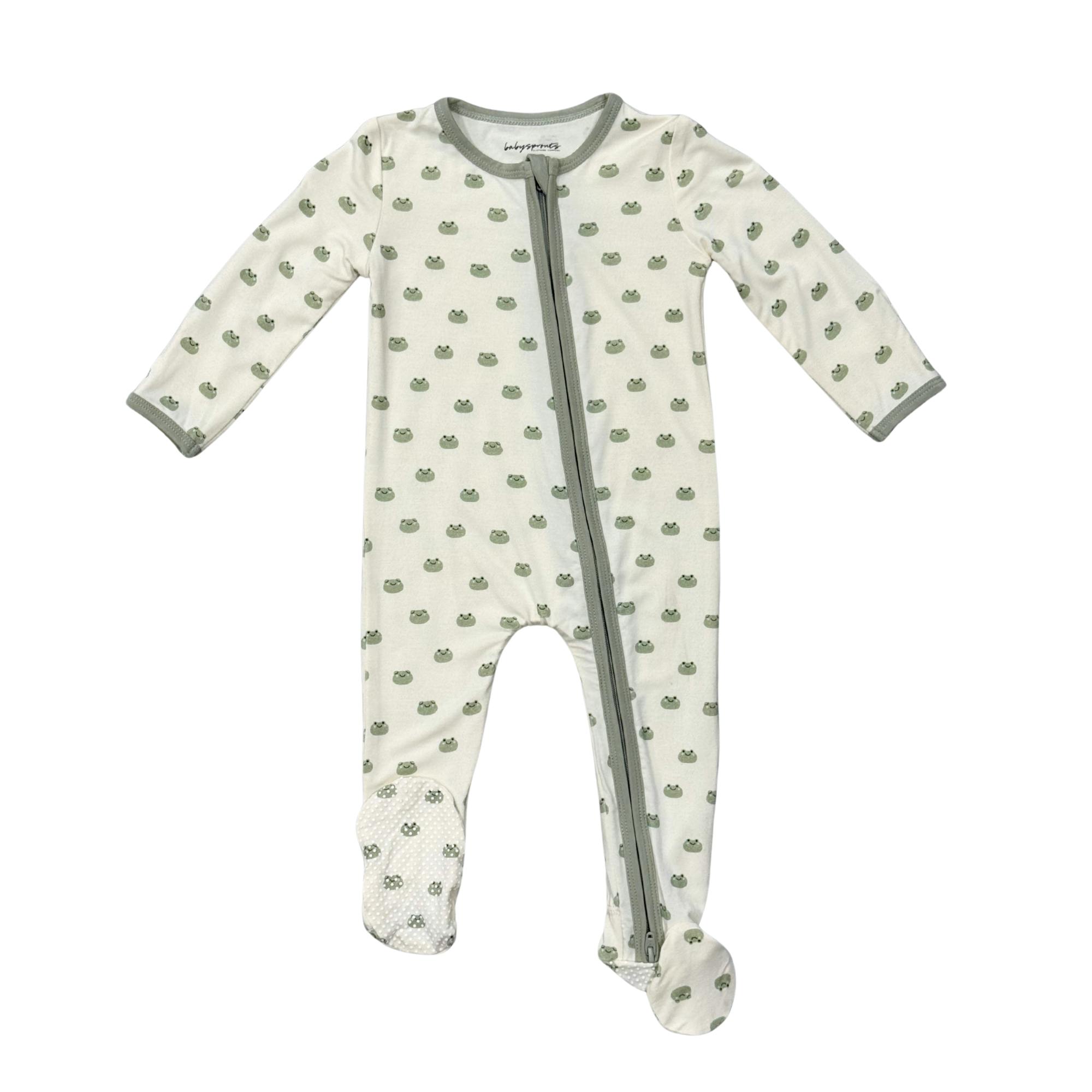 Baby Boy Footie Romper in Miniature Frogs