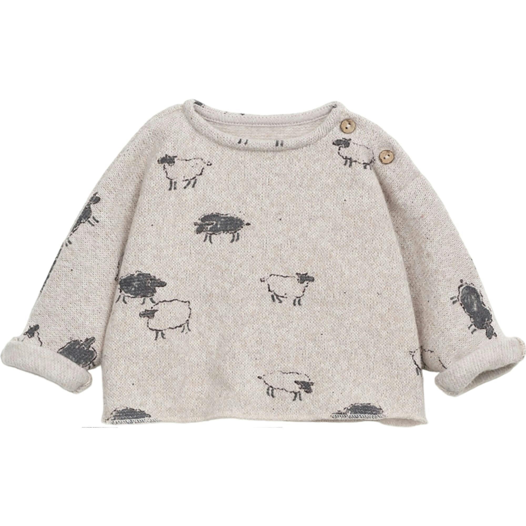 Graphic Print Crew Neck Long Sleeve 2-Button Shoulder Sweatshirt