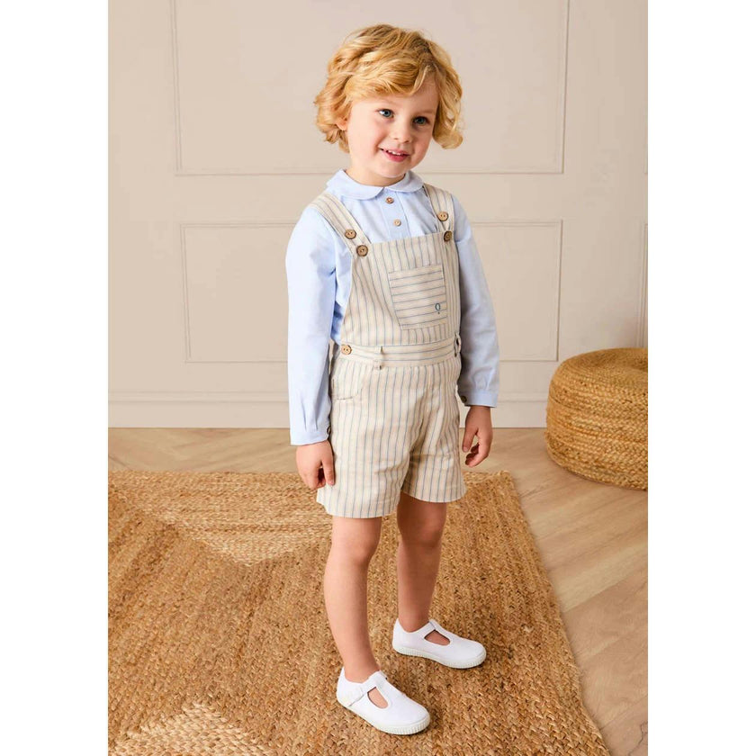 Percy Stripe Insignia Pocket Detail Dungarees in Blue (18mths-4yrs)