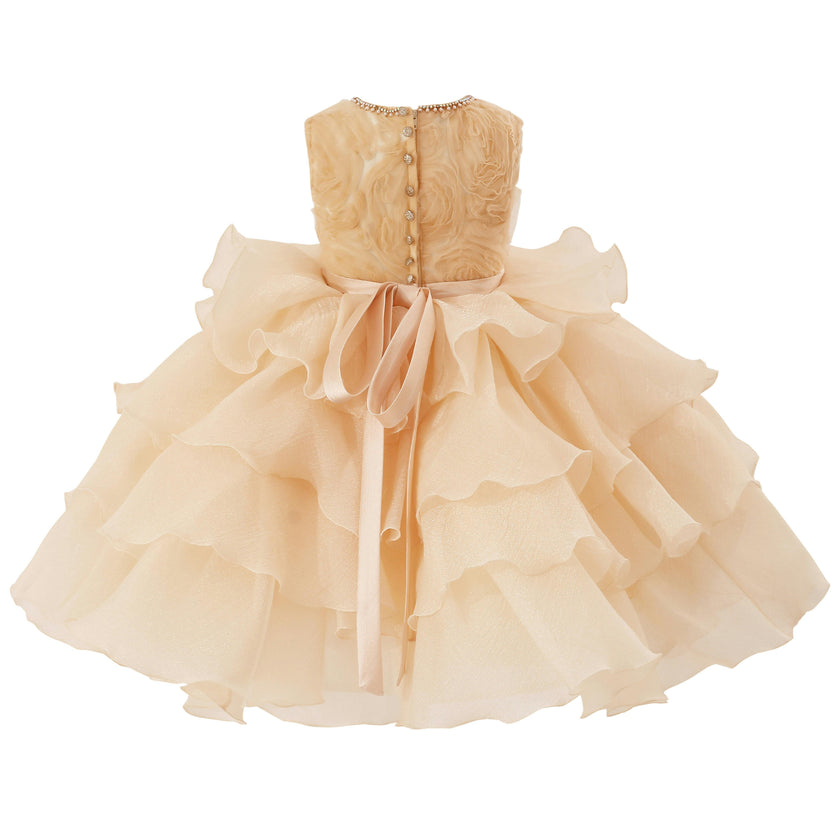 Cream Cliffara Floral Ruffle Occasion Dress