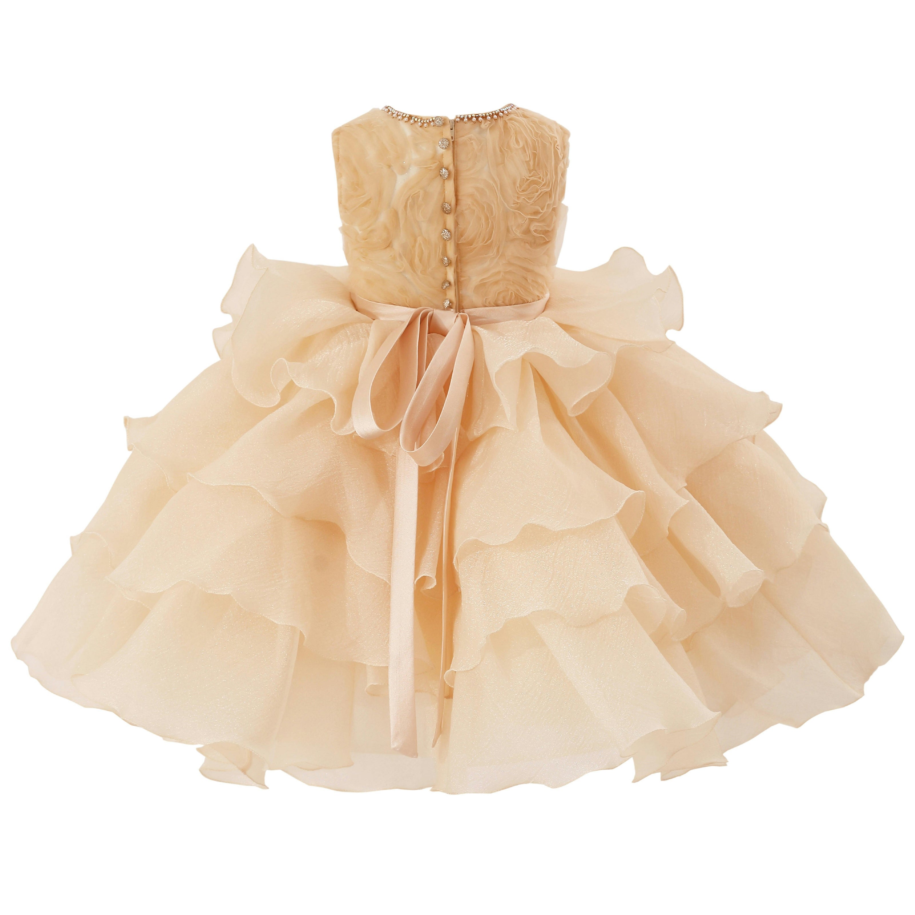 Cream Cliffara Floral Ruffle Occasion Dress