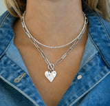 Hammered Heart Toggle Necklace