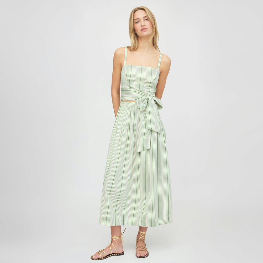 The Miranda Top - Green Jacquard Stripe