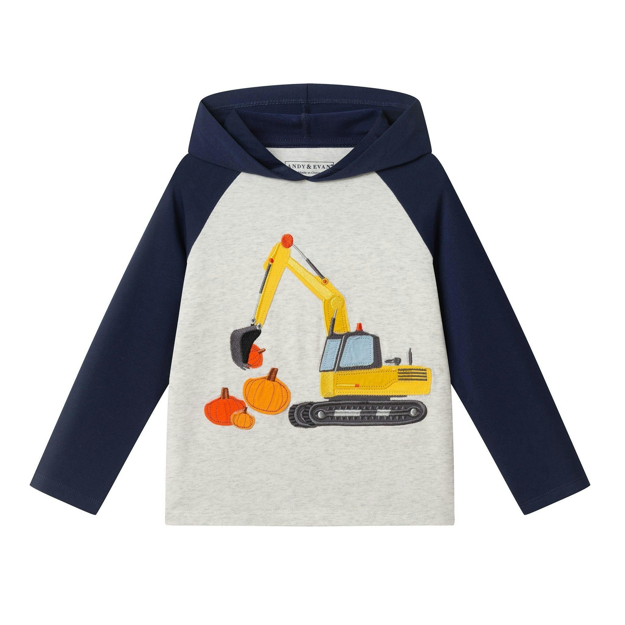 Hooded Raglan Graphic Tee | Pumpkin Excavator