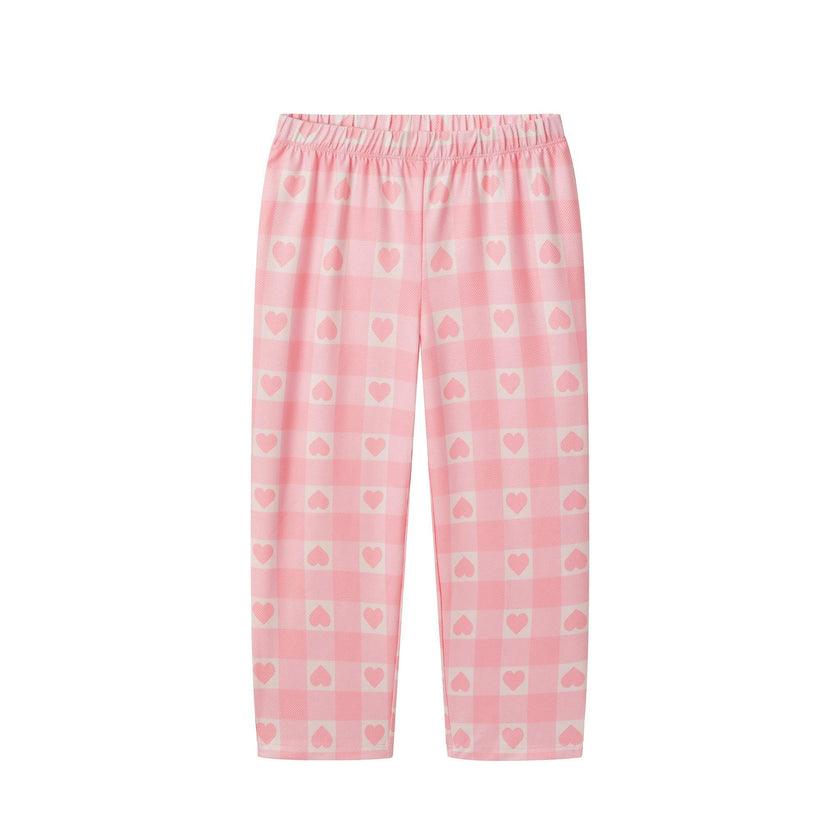 Girls Pajama Set | Heart Plaid - Pink