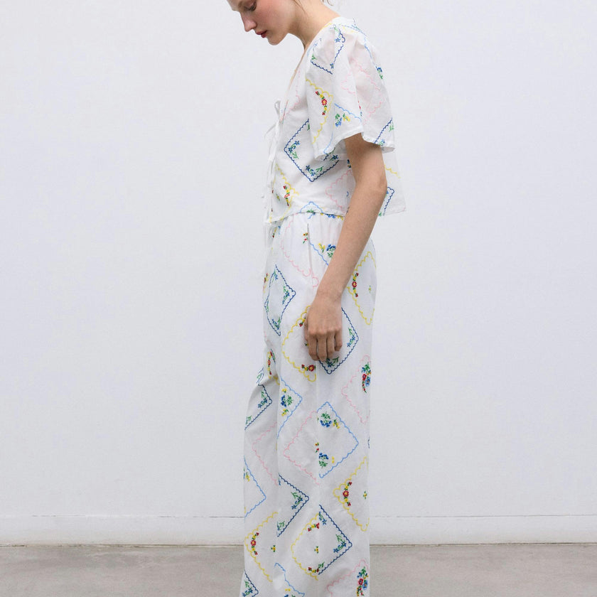 Jacinthe Woman Pant Multicolor Embroidery