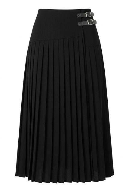 Crepe Pleated Midi Wrap Skirt