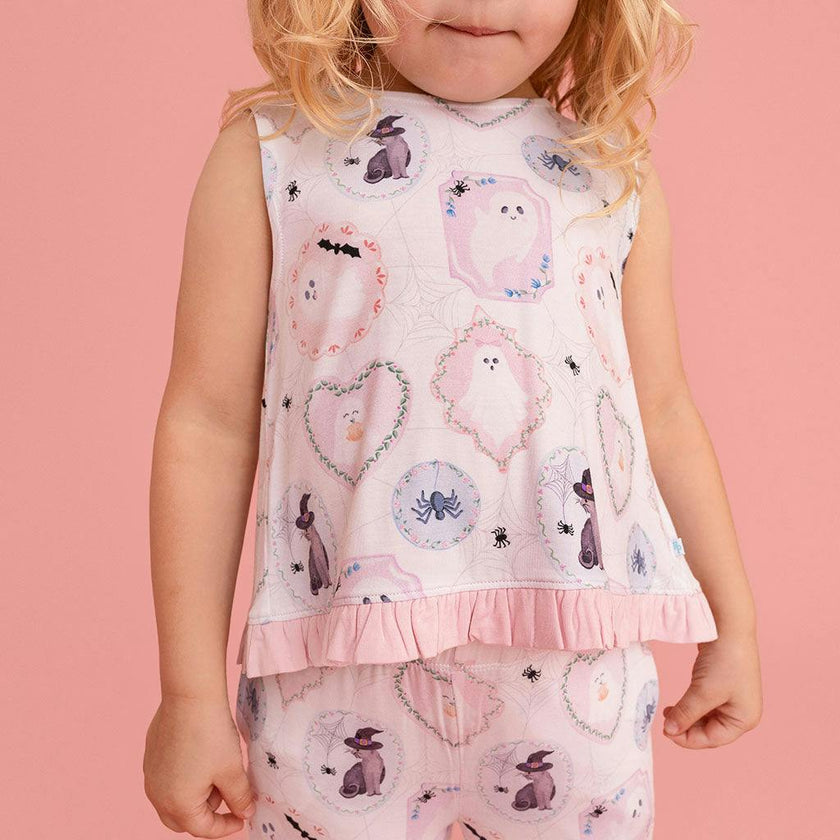 Posh Spooks Ruffled Bow Back Tank Pant Set