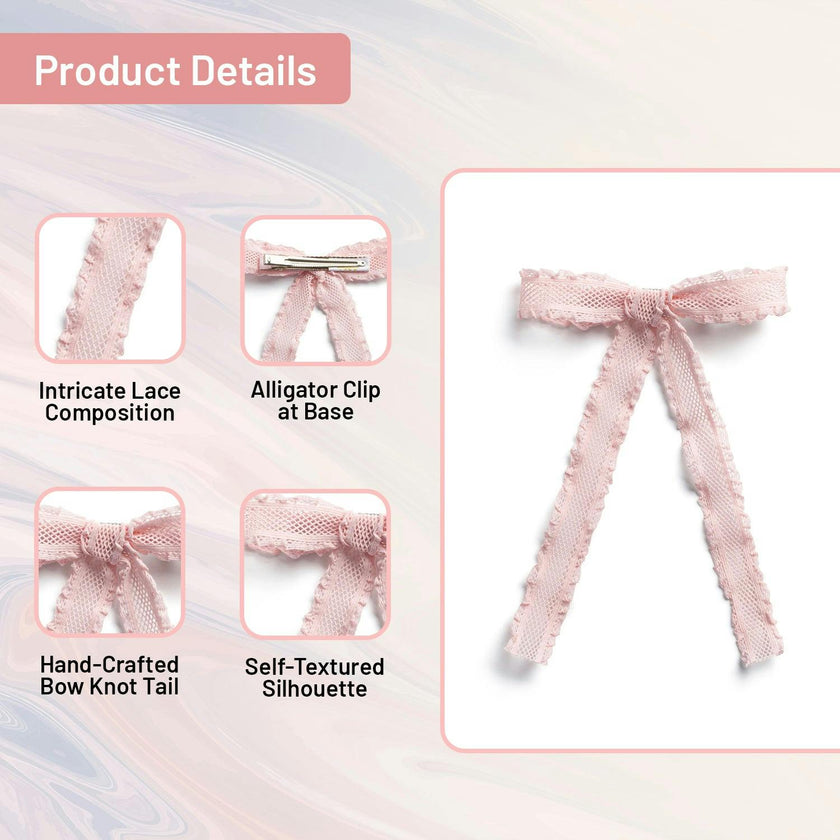 Halo Luxe Mae Lattice Lace Long Tail Clip - Ballet Slipper