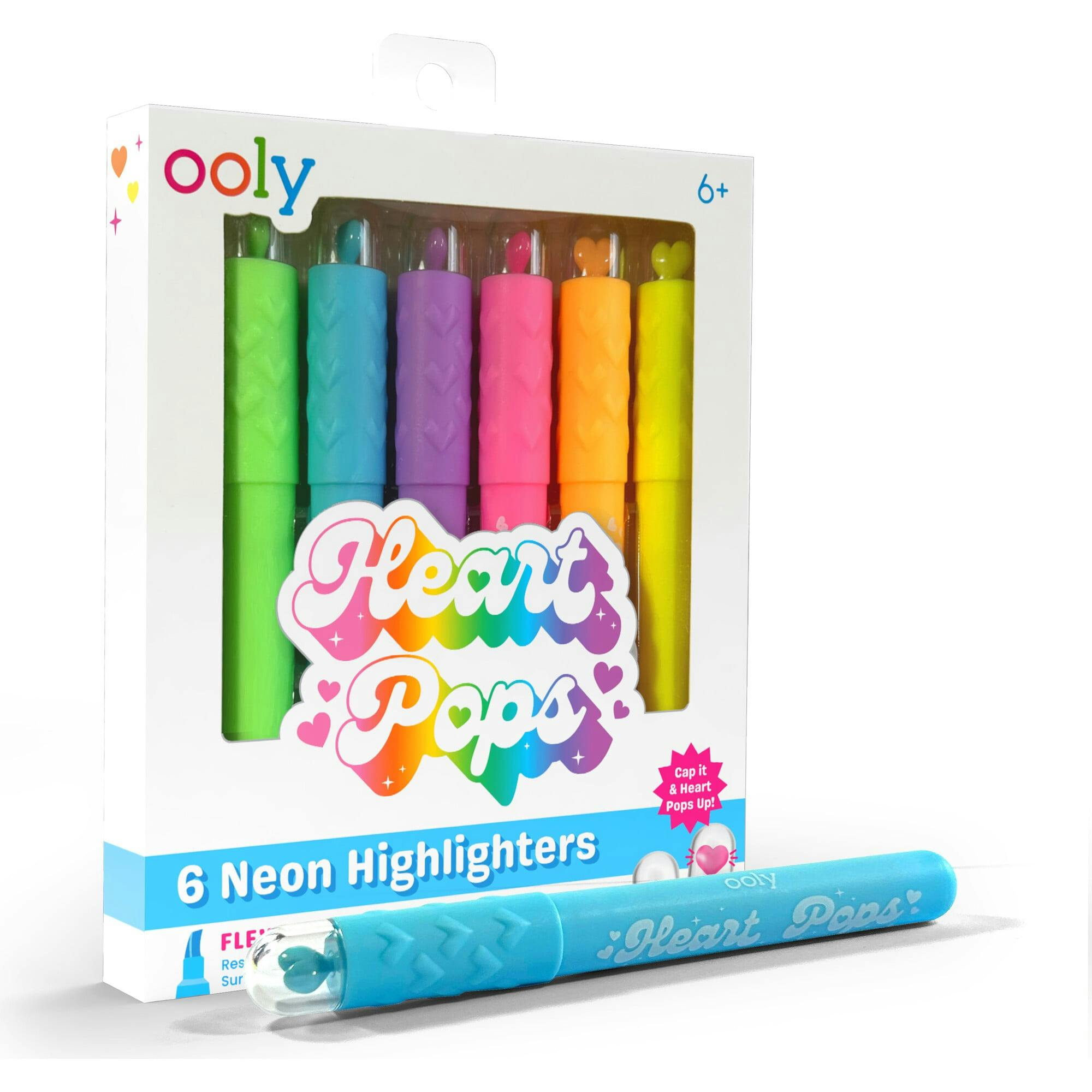 Heart Pops Neon Highlighters - Set of 6