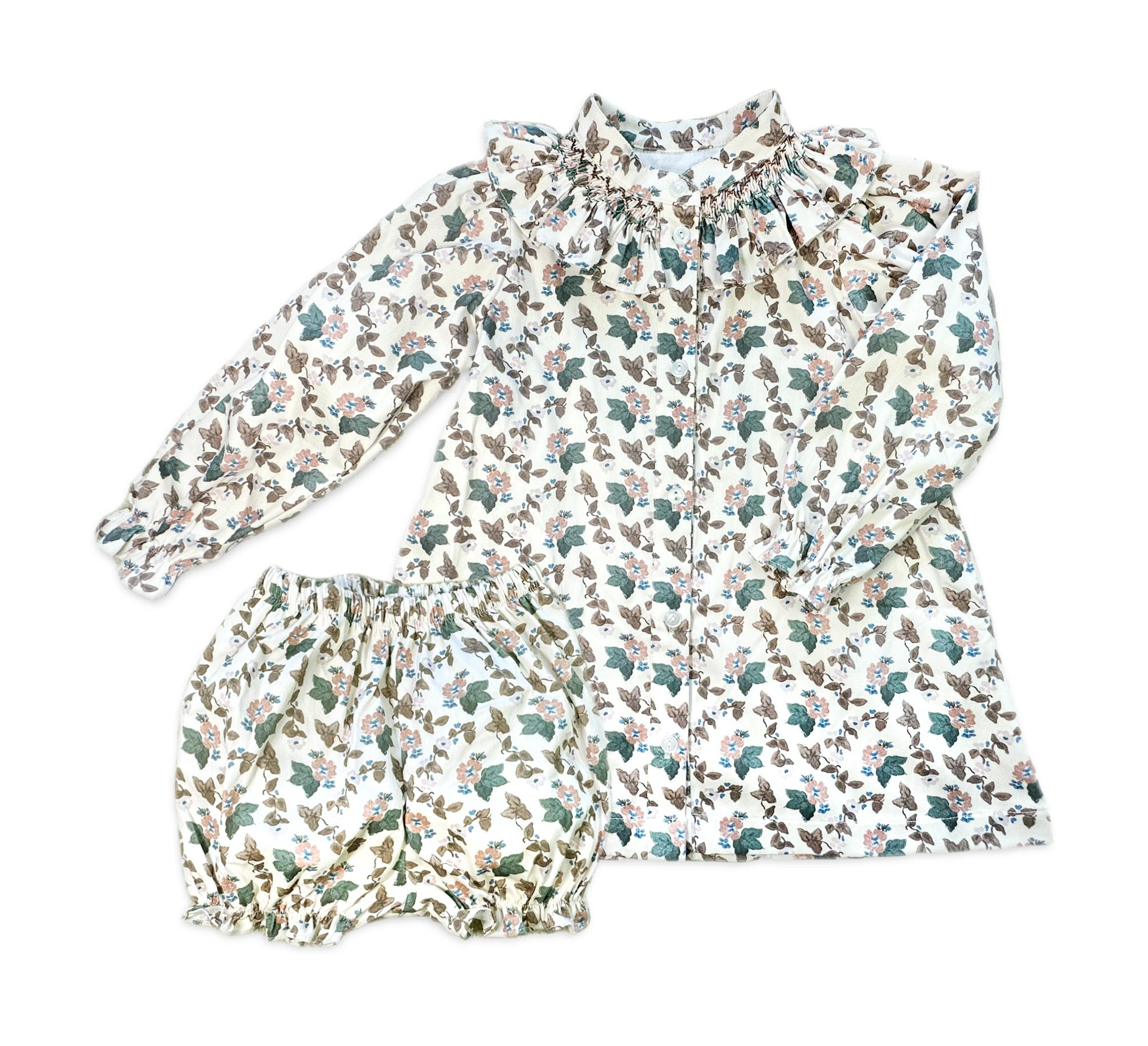 Molly Anne Dress in Woodland Floral in Cream