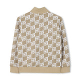 Beige Sweatshirt for Boys with All-Over Logo Print