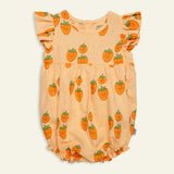 Linen Strawberry Ruffle Baby Romper