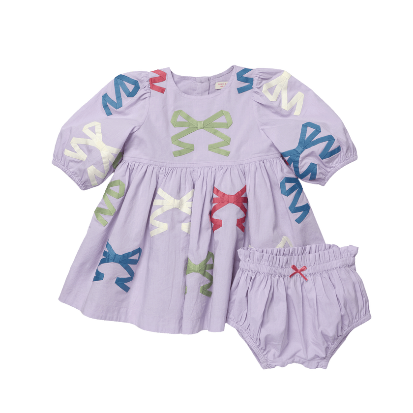 Baby Girls Brooke Dress Set - Lavender Multi Bow Applique