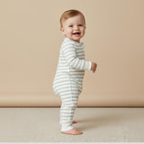 Organic 2-Way Zip Romper - Fog Stripes