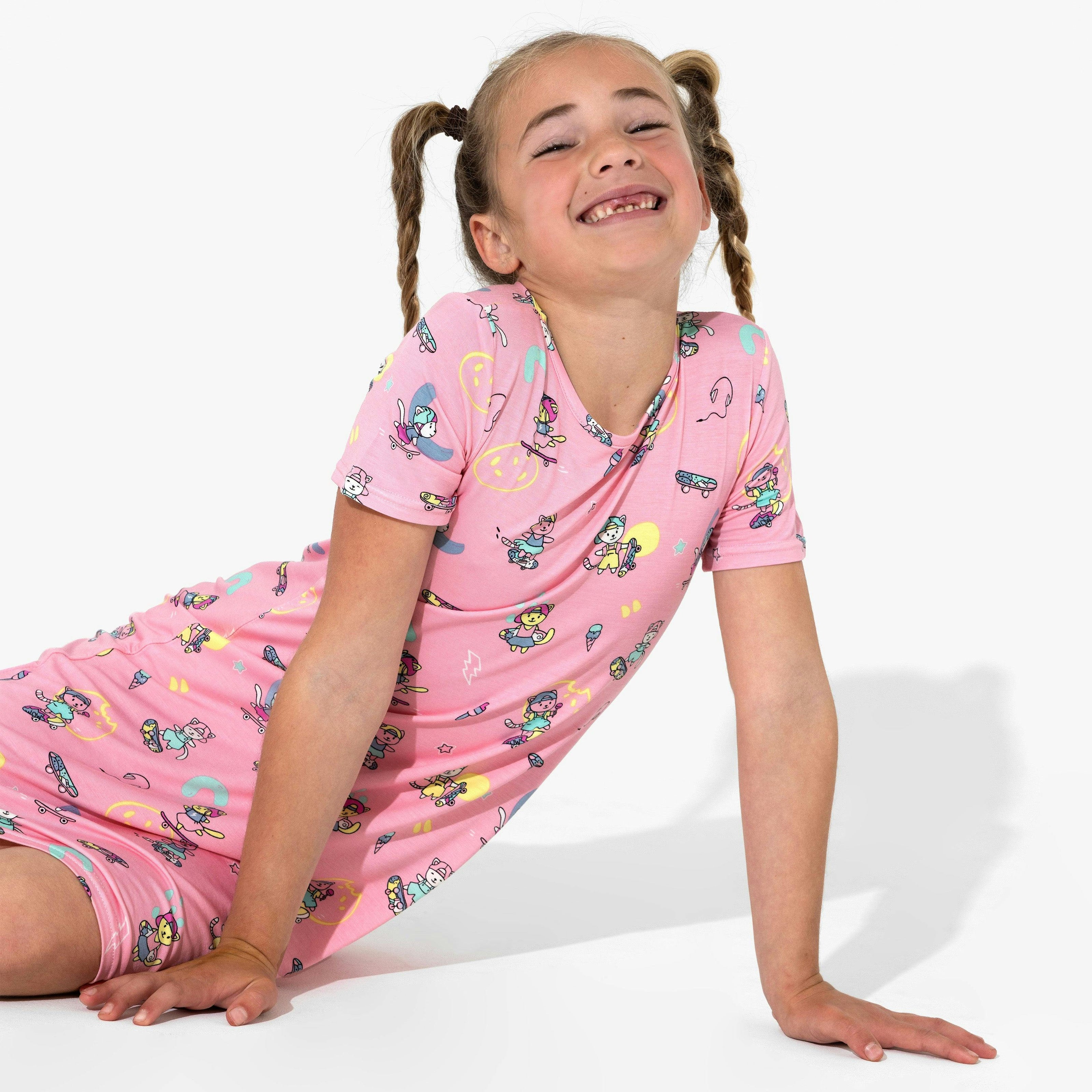 Skater Kitty Bamboo Girls' Long Sleeve Dress