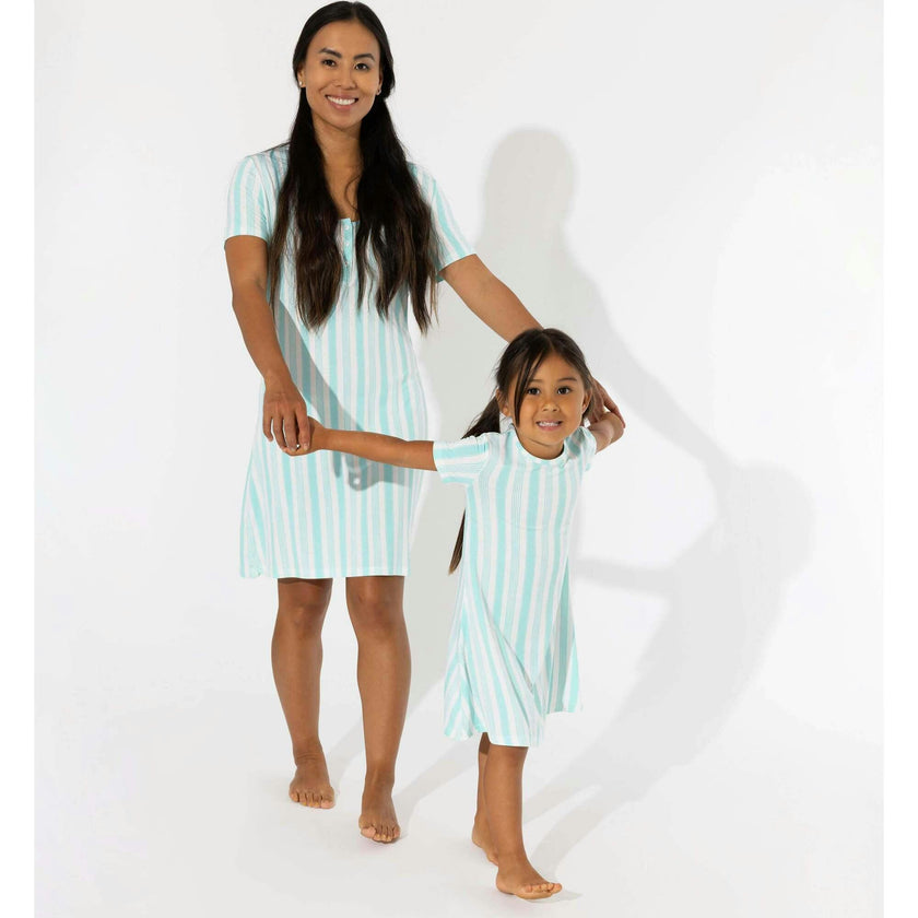 Slumber Stripes Bamboo Girls' Short Sleeve Dress