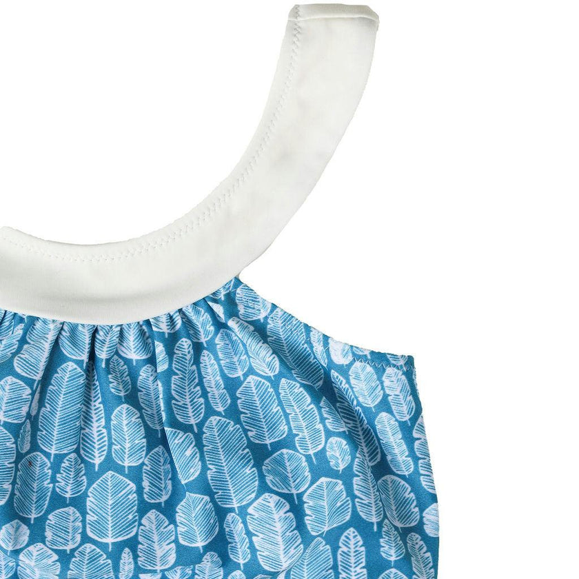 Luna Bikini Banana Leaves Print Sky Blue