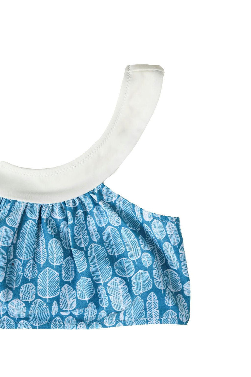 Luna Bikini Banana Leaves Print Sky Blue