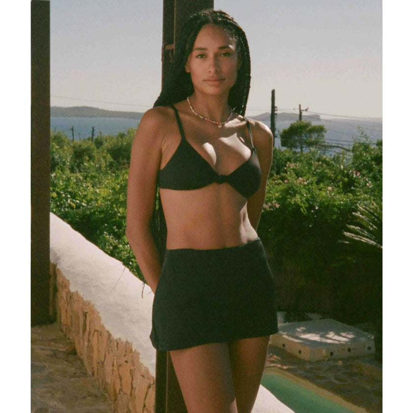 The Skirt Bikini Bottom - Flat - Black