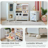 Teamson Kids Little Chef Savannah 3-Pcs Wooden Play Kitchen with 21 Accessories