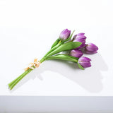 Real Touch White Tulip Faux Floral Everyday Spring Water Illusion Arrangement in Glass Teardrop Vase - Available in Multiple Colors