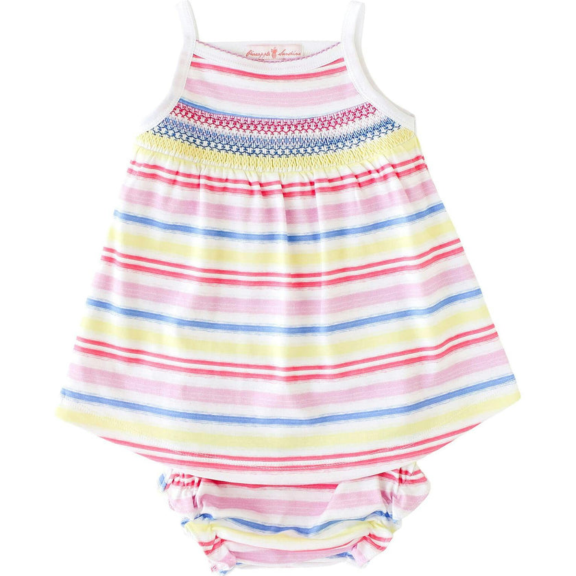 Rainbow Stripe Smocked Tank Dress