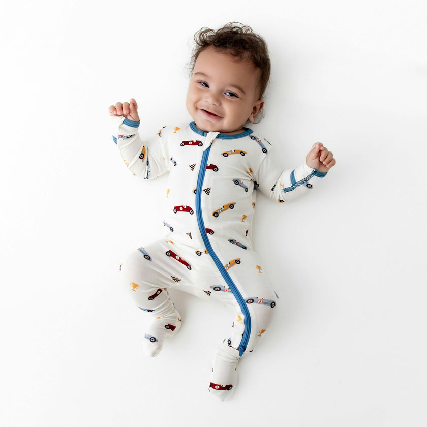 Race Cars Zippered Footie