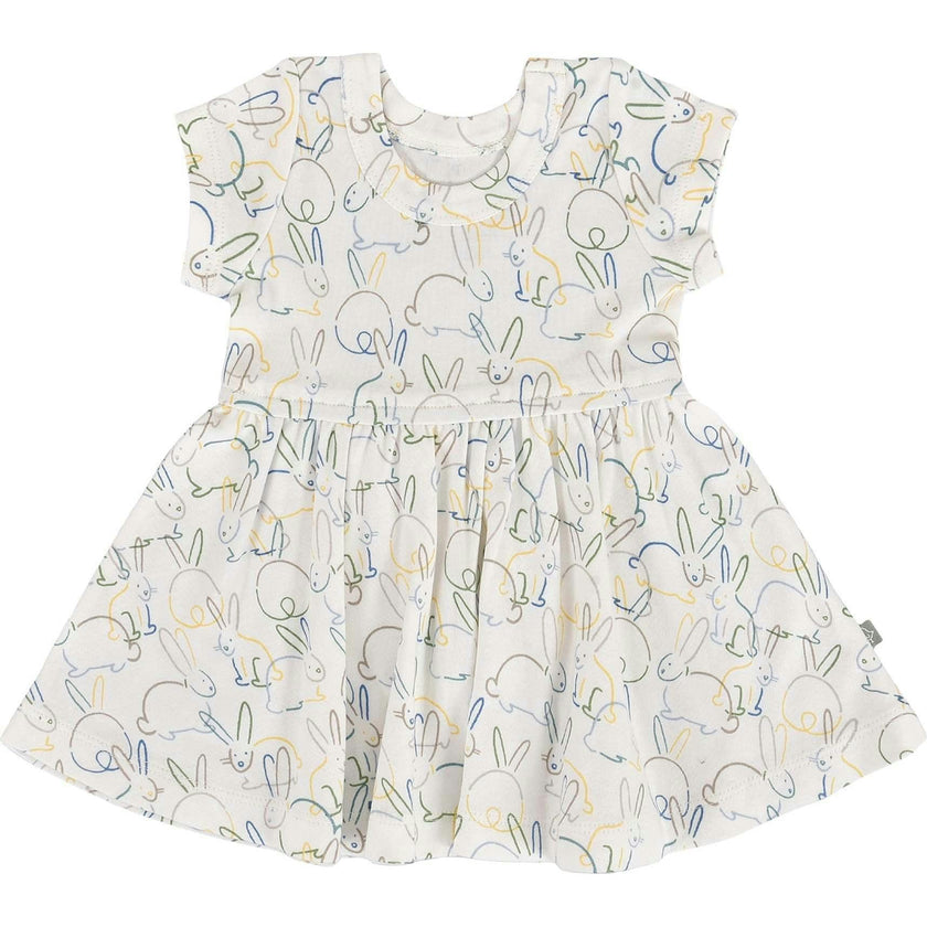 short sleeve twirl dress | bunnies