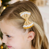Gingerbread Christmas Velvet Bow Clip Set