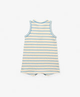 Lachlan Romper, Dusty Blue Stripe
