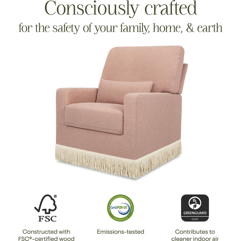Crawford Boucle With Tassel Fringe Pillowback Comfort Swivel Glider