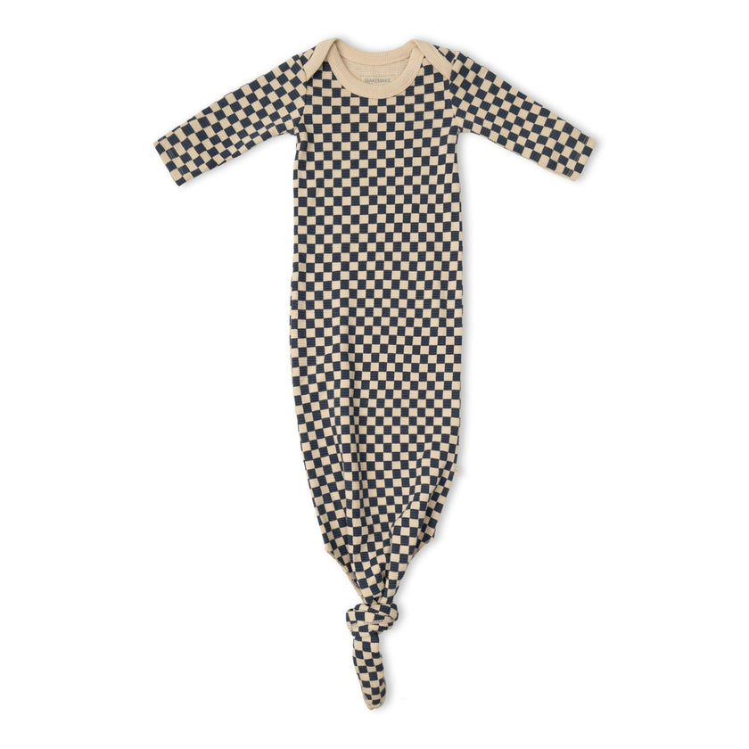 Organic Knotted Baby Gown - Midnight Check
