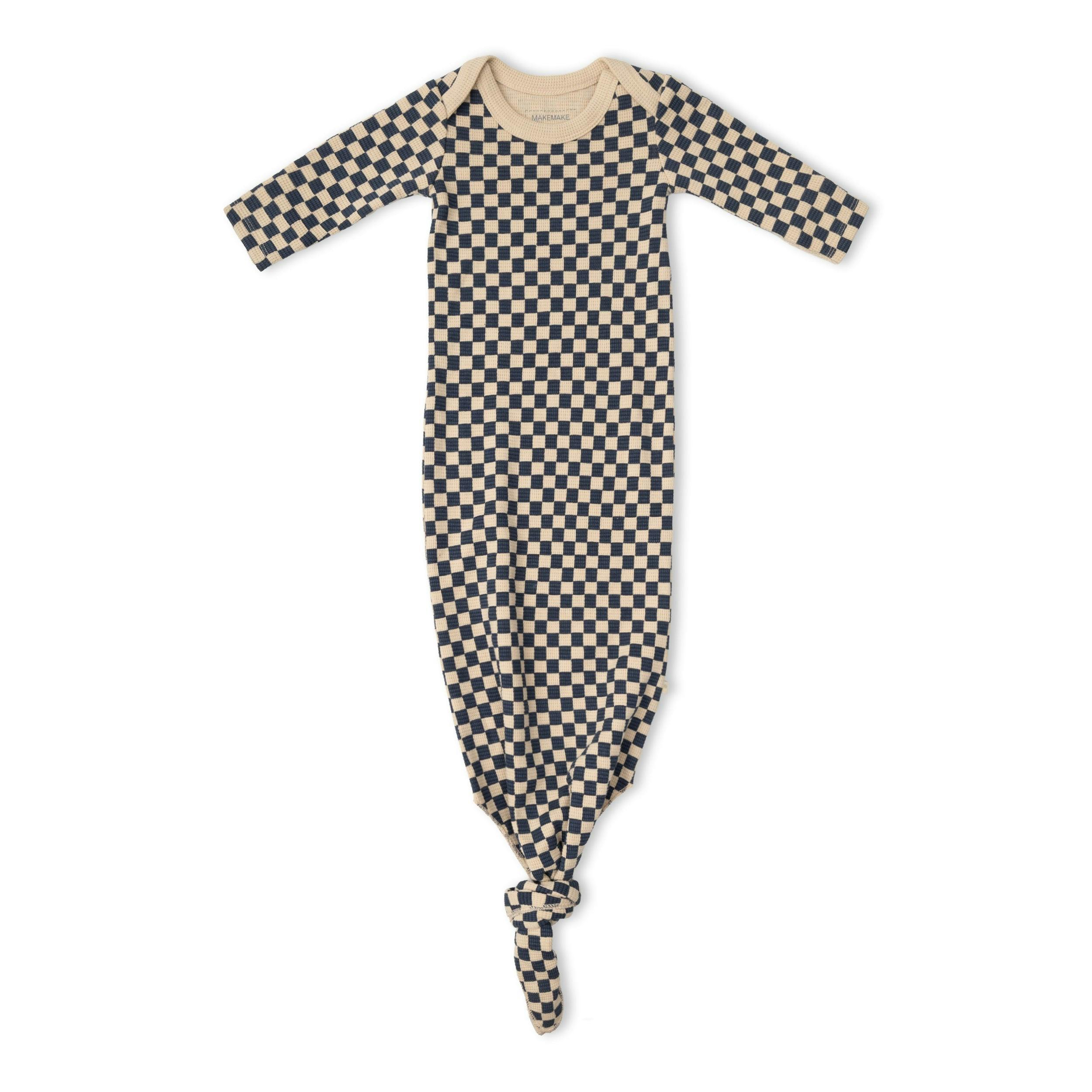 Organic Knotted Baby Gown - Midnight Check