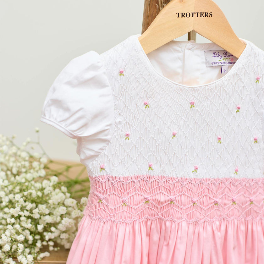 Baby Rose Hand Smocked Dress in Pink