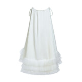 White Kendra Ruffle Hem Tie-Strap Dress
