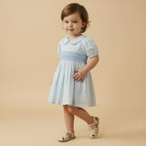 Organic Smocked Collar Dress - Light Blue