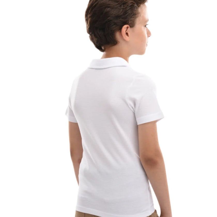 White Solid Logo Polo