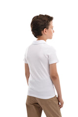 White Solid Logo Polo