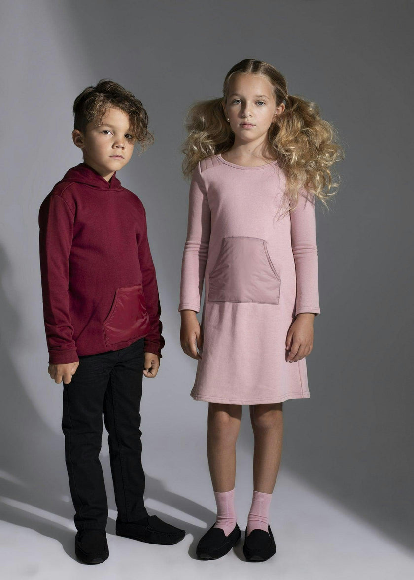 Puffed Pocket Long Sleeve Dress