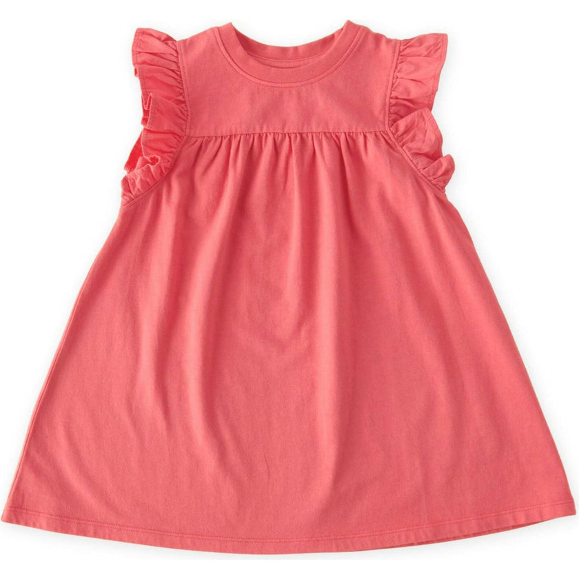 Garment Dye Ruffle Dress, Red
