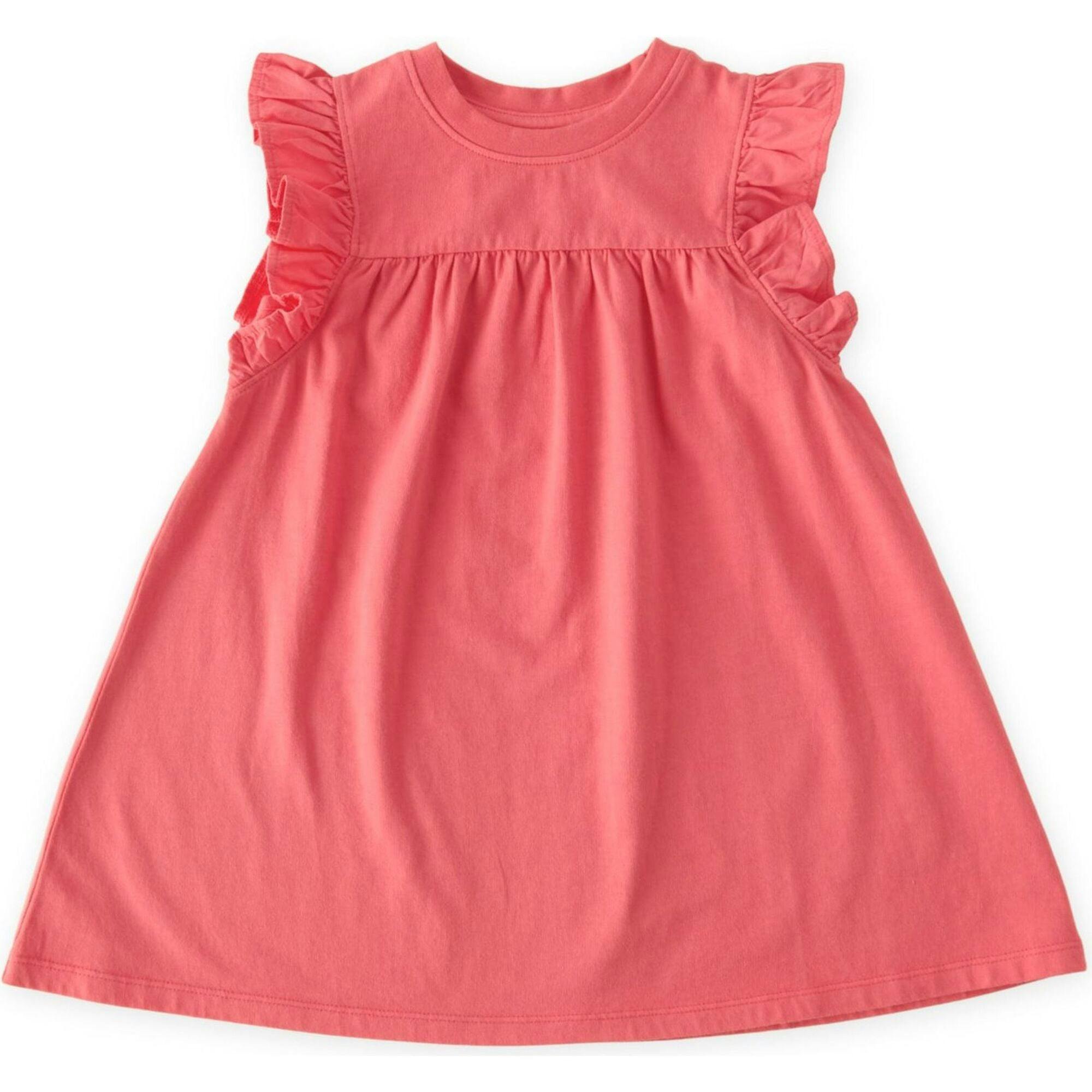 Garment Dye Ruffle Dress, Red