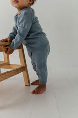 Baby Boy Soft Knit Baby Set in Teal Marble