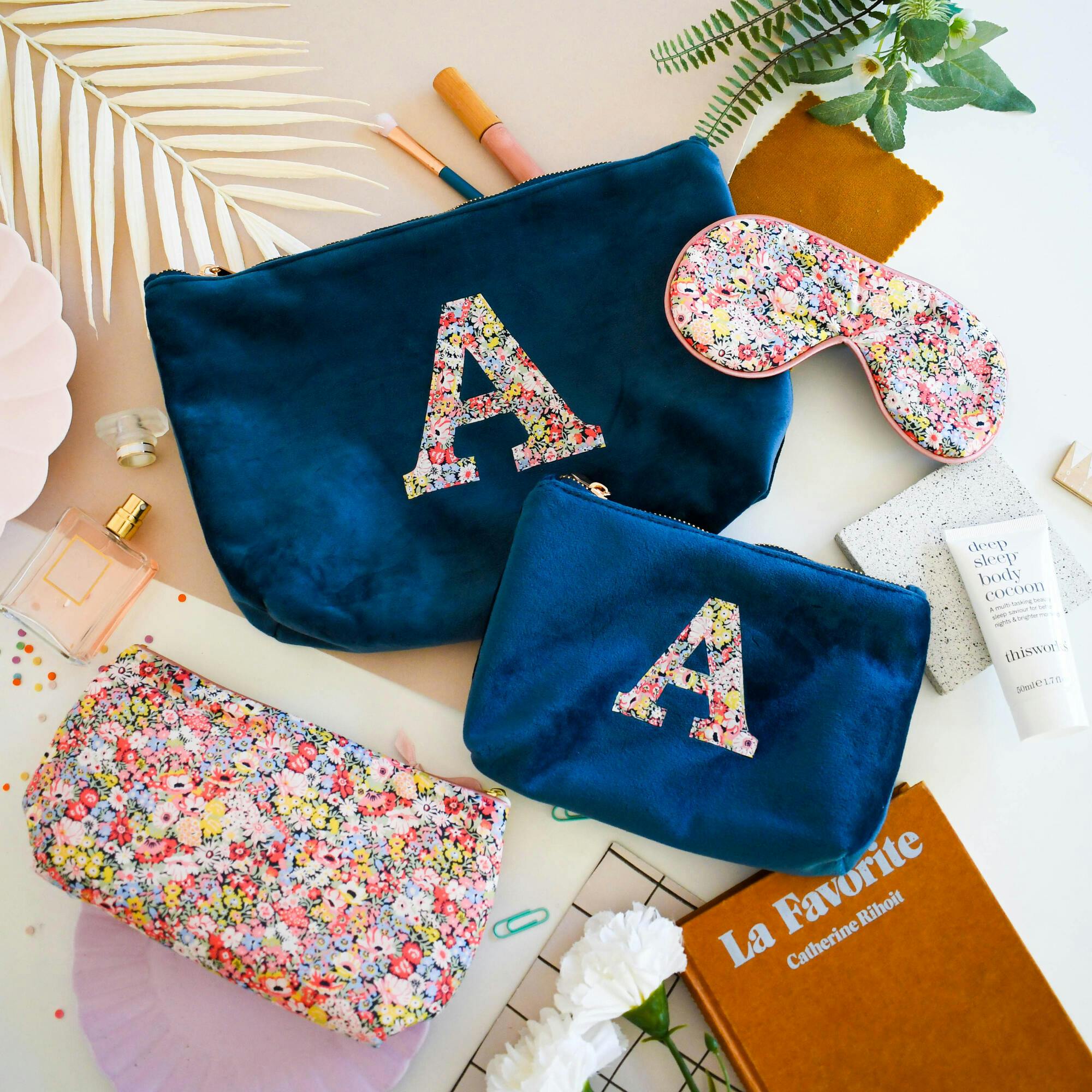 Liberty of London Personalised Cosmetic Bag, Navy