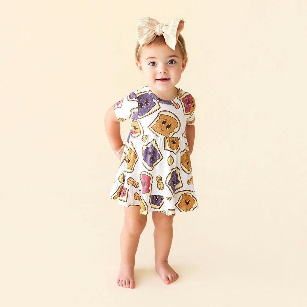 Peanut Butter Jelly Time Ruffled Twirl Bodysuit Dress