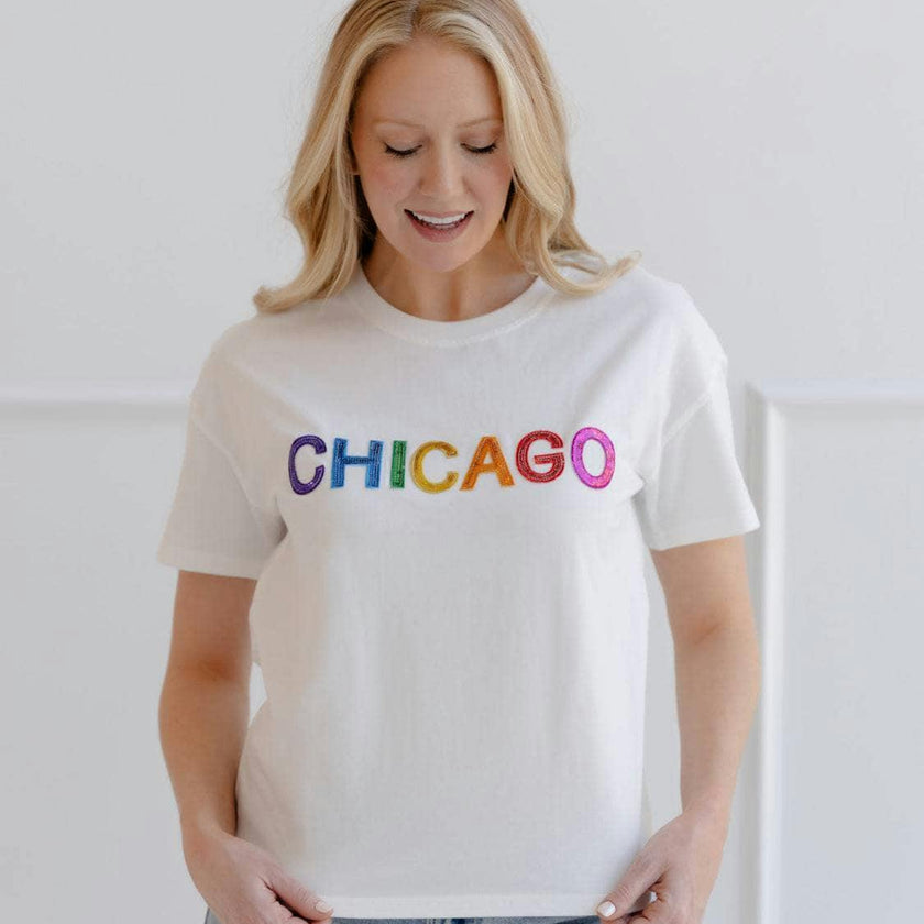 Women's Sequin Chicago T-shirt Black
