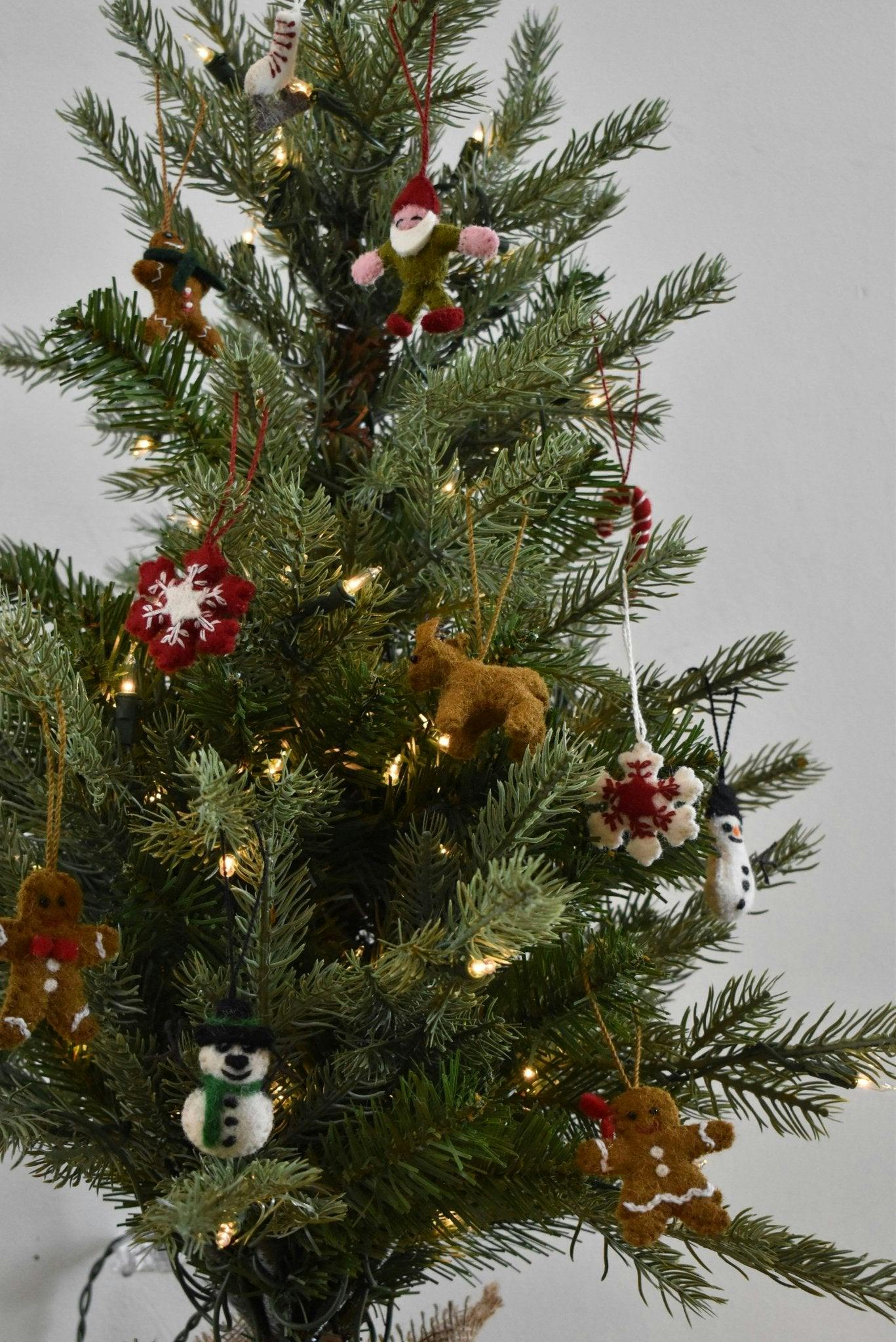 24 Piece Set- Iconic Christmas Mini Tabletop Tree Set- Hand Felted Wool