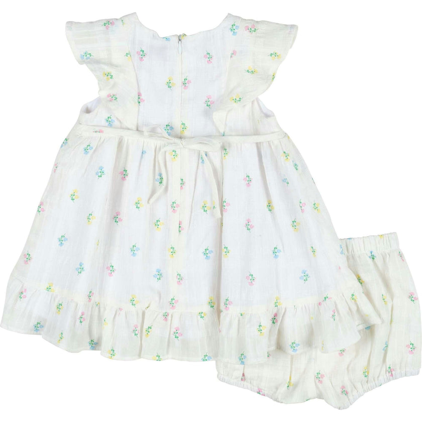 Textured Lawn Floral Printed Dress With Flowers and Bloomer