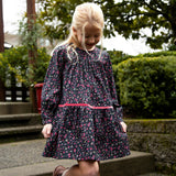 Piper Tiered Dress with Velvet Trim | Ebony Floral