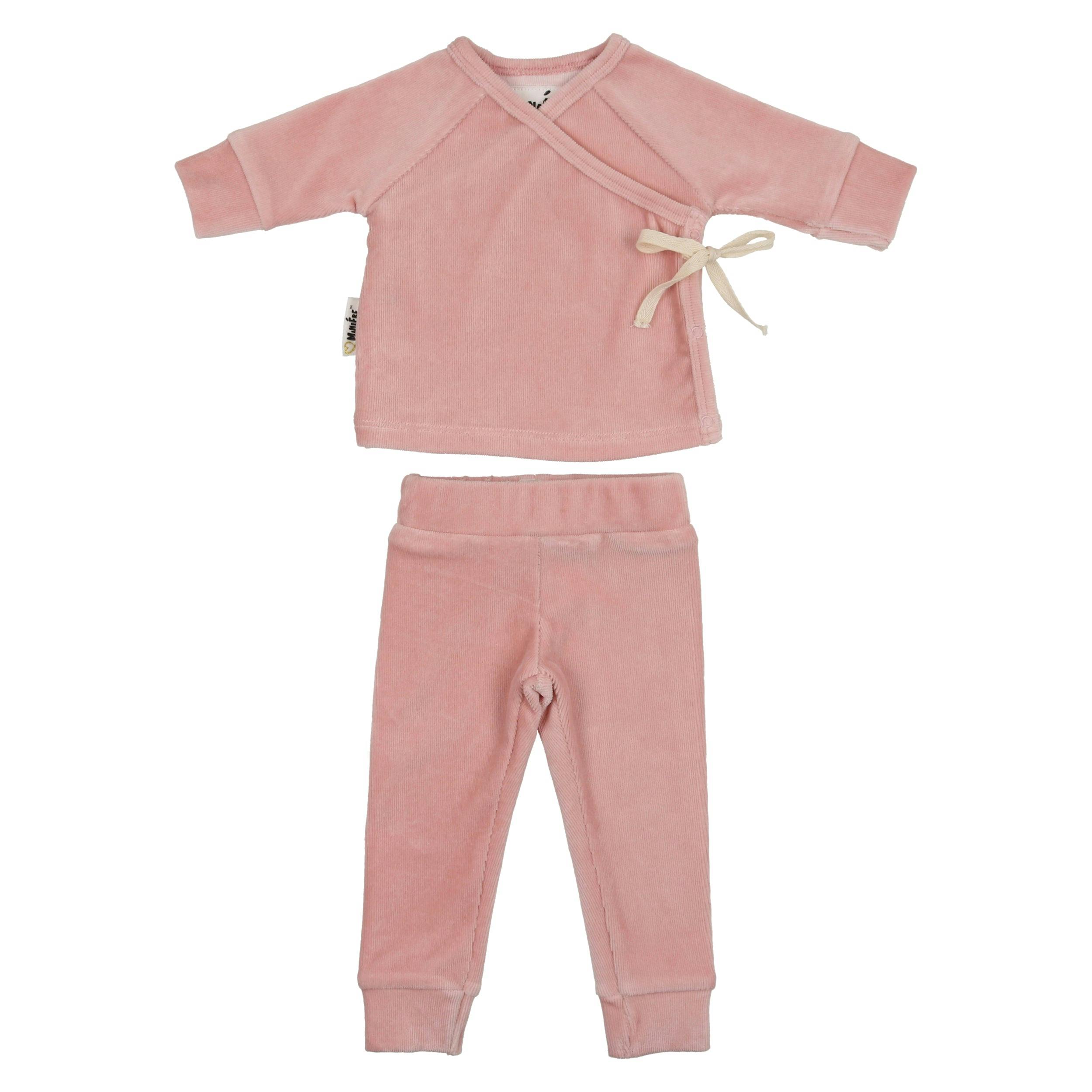 Ribbed Velour Long Sleeve Kimono Top & Pant 2-Piece Set